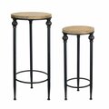 Deluxdesigns Meatl and Wood Accent Table - Set of 2 DE3062688